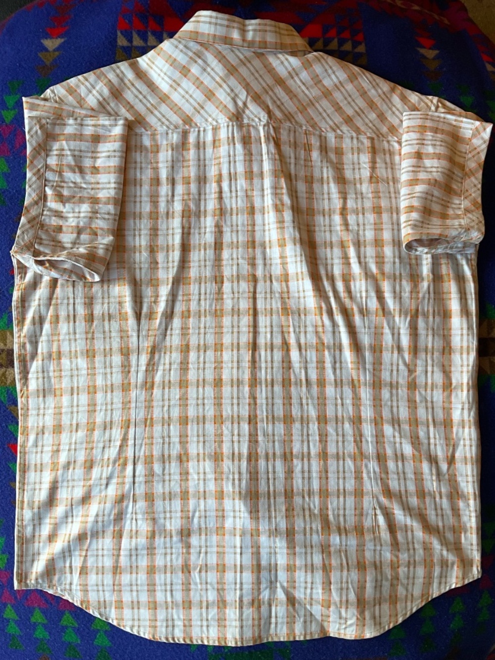 (NWT)-Sean John-Orange Plaid- Short Sleeve Button-Down Shirt Men’s- (XXL) - Picture 7 of 12